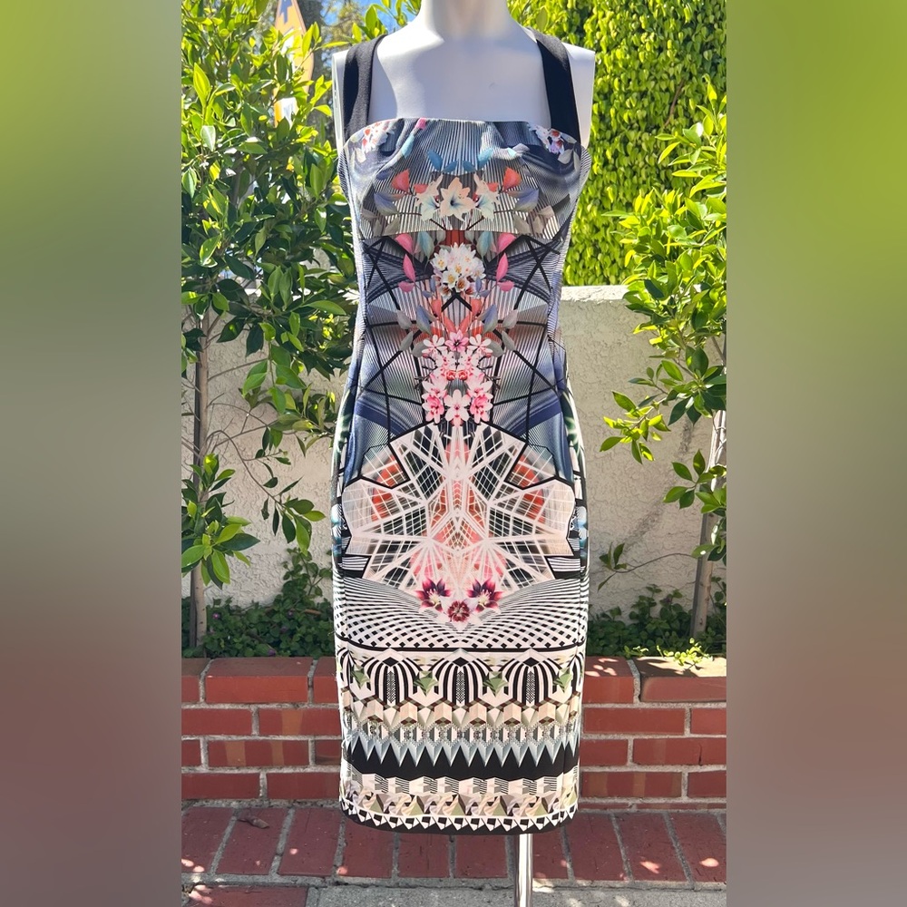 BLACK HALO - Architectural Floral Sheath Dress